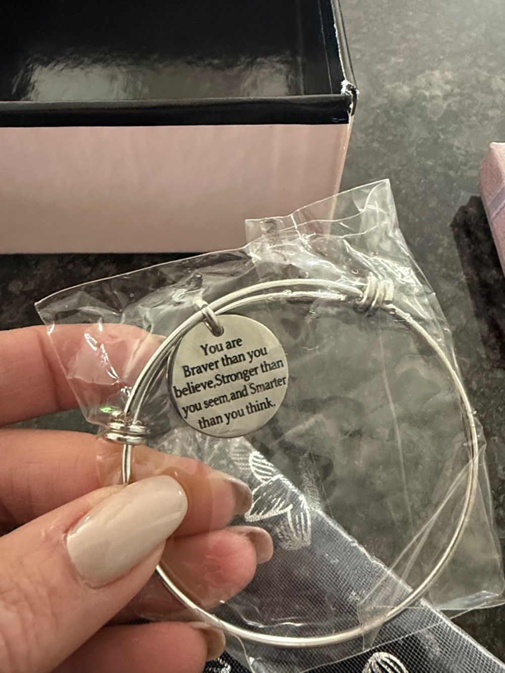 Silver Inspirational Charm Bangle Bracelet
